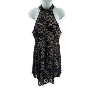 Charlotte Russe black lace mini dress  sleeveless high collar XL